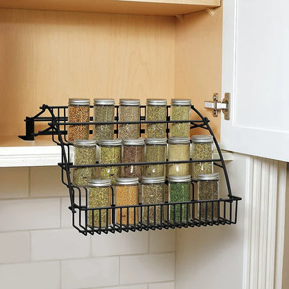 Metal 3-Tier Pull Down Spice Rack - Wholesalus