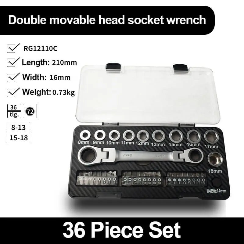 Multi-Functional Double-Ended Ratchet Wrench Set - Wholesalus