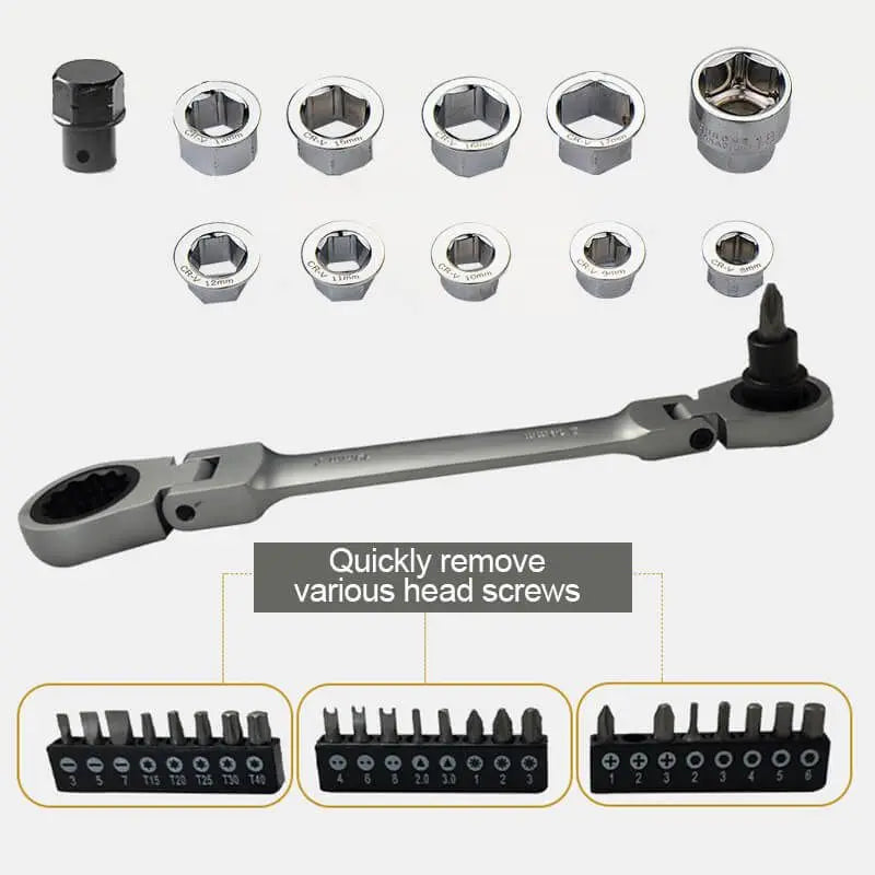 Multi-Functional Double-Ended Ratchet Wrench Set - Wholesalus