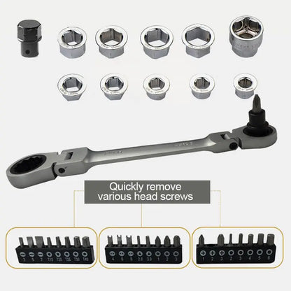 Multi-Functional Double-Ended Ratchet Wrench Set - Wholesalus