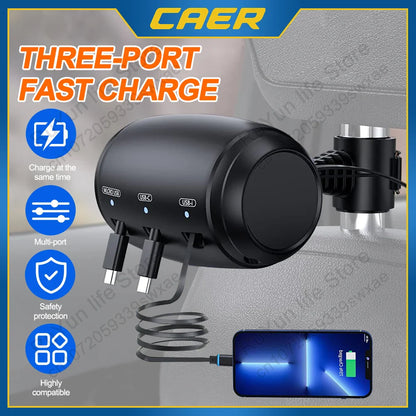 Retractable Car Backseat Fast Charging Adapter - Wholesalus