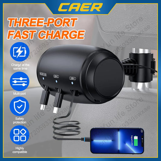 Retractable Car Backseat Fast Charging Adapter - Wholesalus