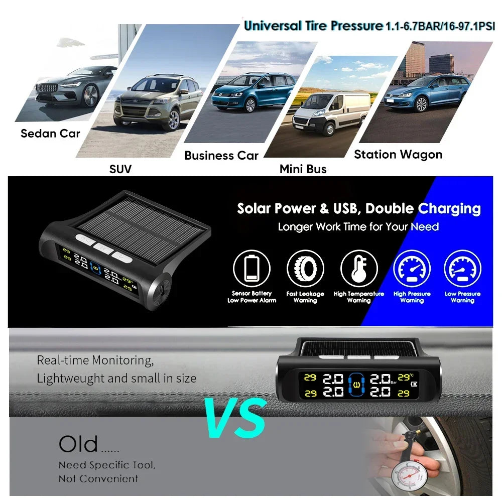 Solar Automobile Tire Pressure Monitoring Gauge - Wholesalus