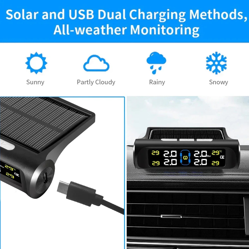 Solar Automobile Tire Pressure Monitoring Gauge - Wholesalus