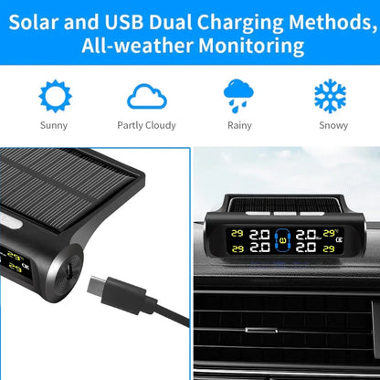 Solar Automobile Tire Pressure Monitoring Gauge - Wholesalus