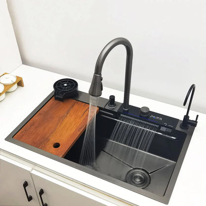 Stainless Steel Multifunction Waterfall Kitchen Sink - Wholesalus