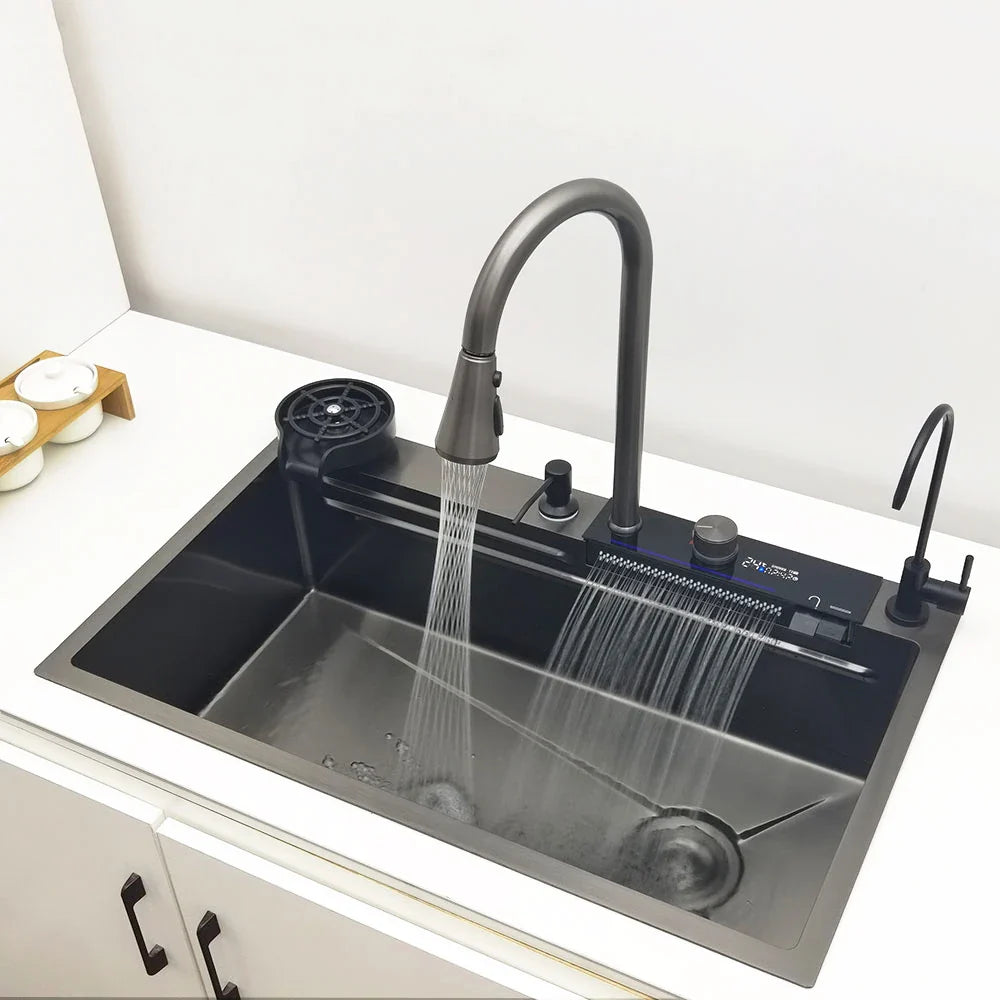 Stainless Steel Multifunction Waterfall Kitchen Sink - Wholesalus