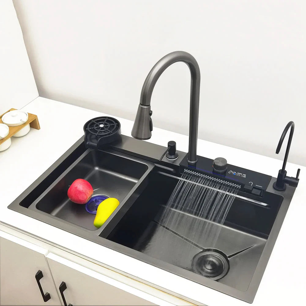 Stainless Steel Multifunction Waterfall Kitchen Sink - Wholesalus