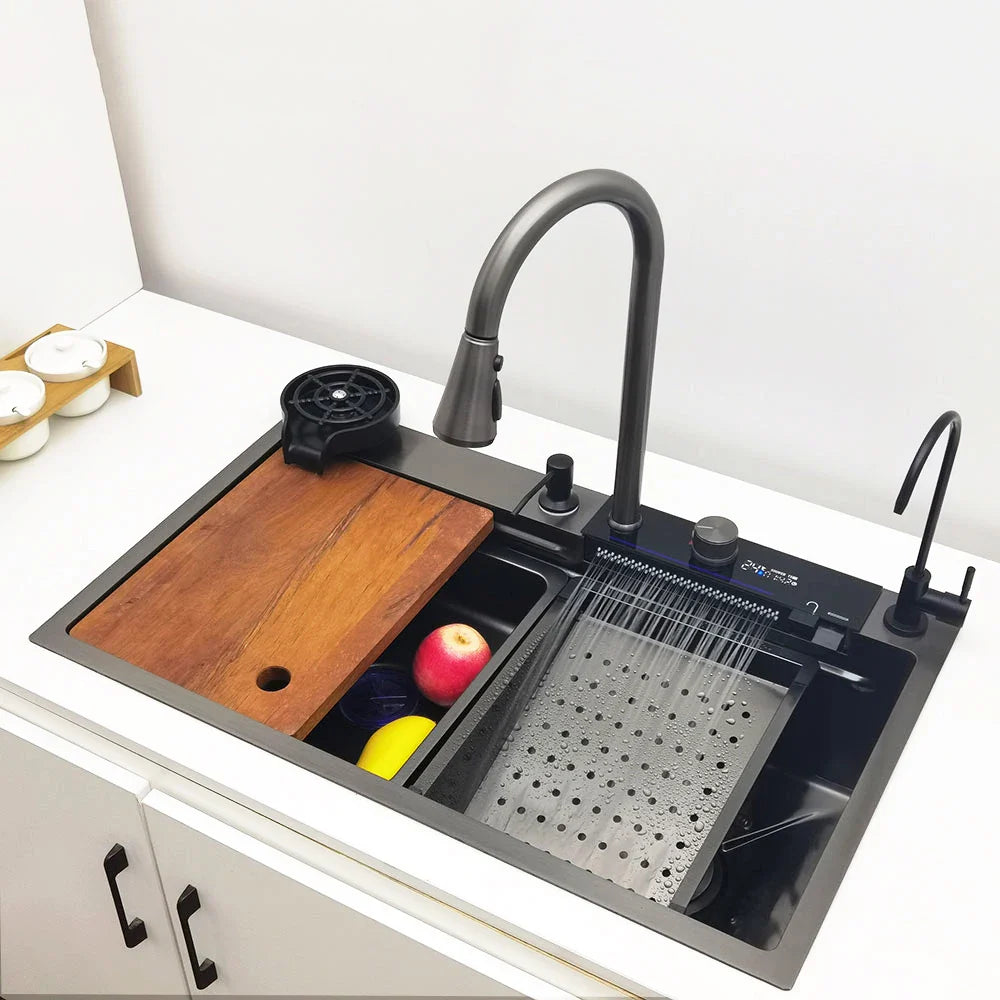 Stainless Steel Multifunction Waterfall Kitchen Sink - Wholesalus