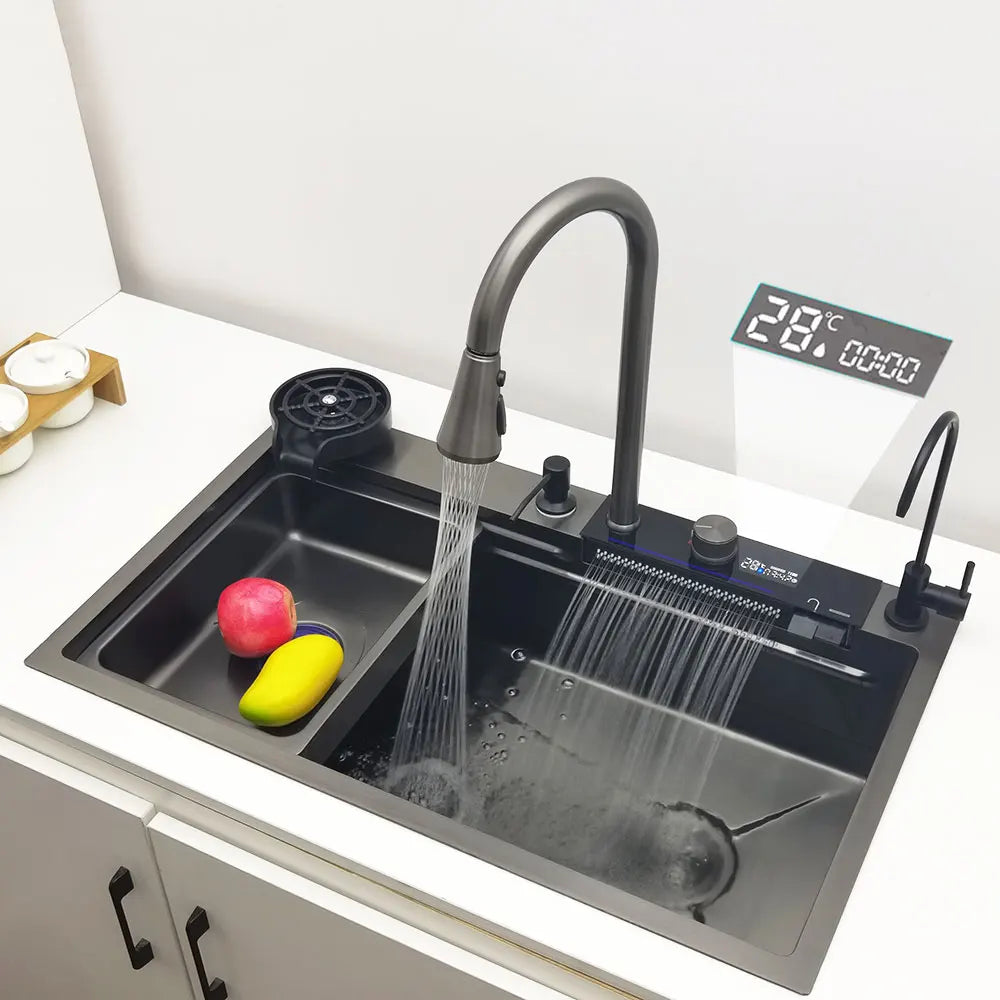 Stainless Steel Multifunction Waterfall Kitchen Sink - Wholesalus
