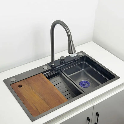 Stainless Steel Multifunction Waterfall Kitchen Sink - Wholesalus