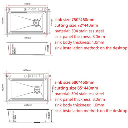Stainless Steel Multifunction Waterfall Kitchen Sink - Wholesalus