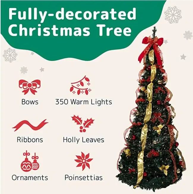 Fully Decorated Retractable Christmas Tree - Wholesalus