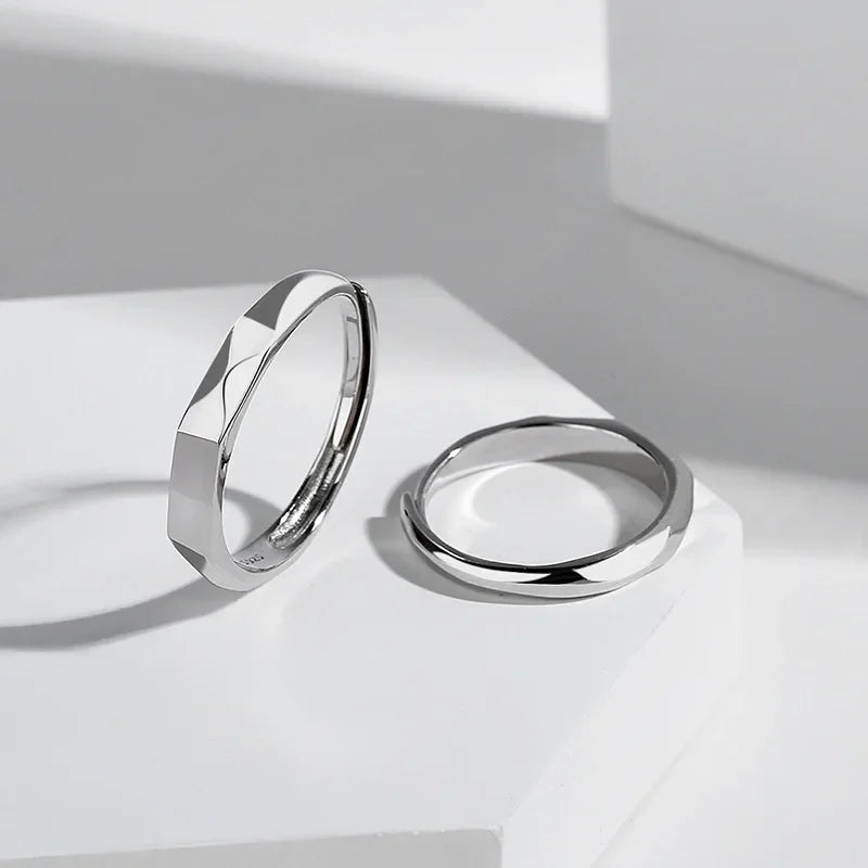 Adjustable Light Sculptured Couple Rings - Wholesalus