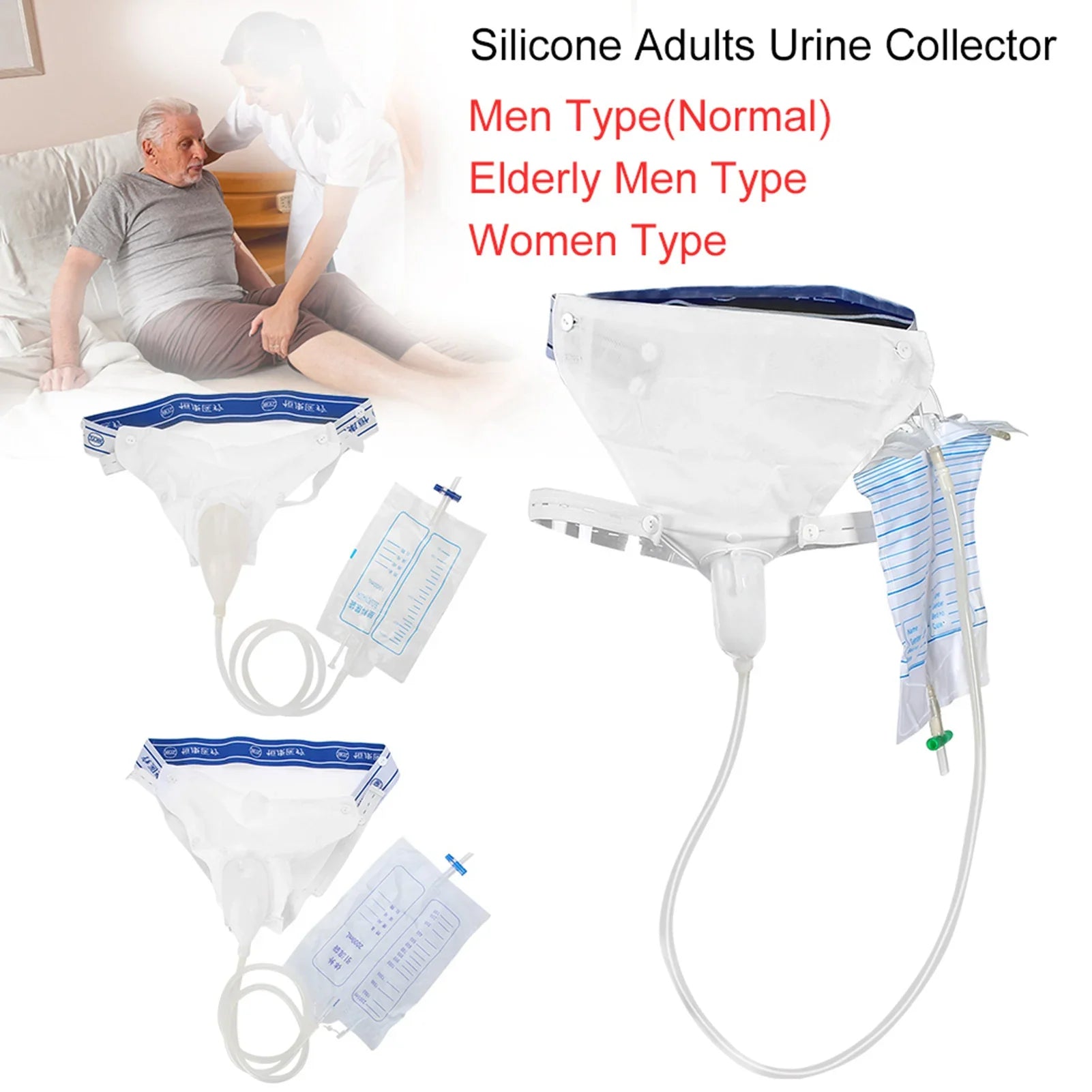 Silicone Adults Urine Collector with Catheter Bag - Wholesalus