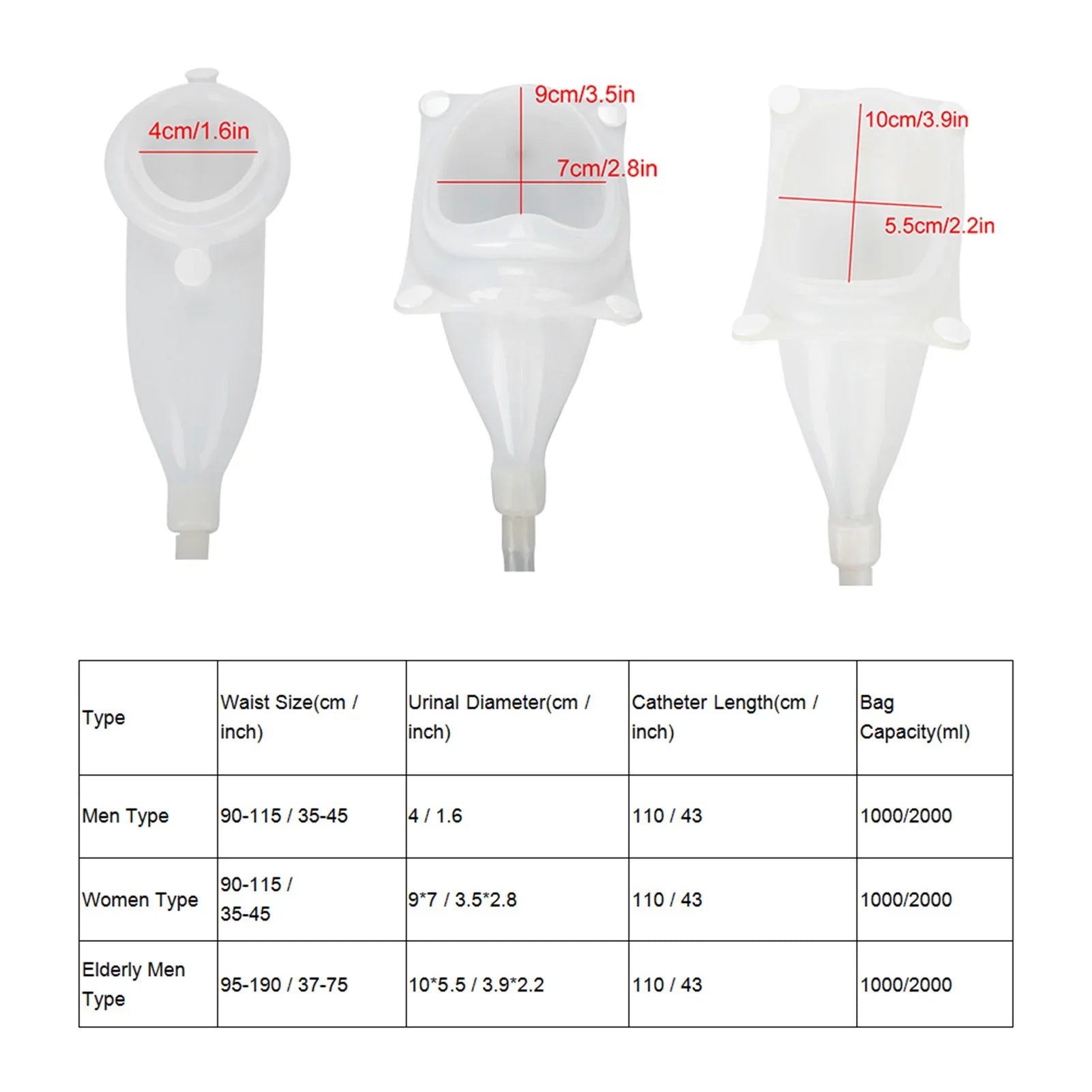 Silicone Adults Urine Collector with Catheter Bag - Wholesalus