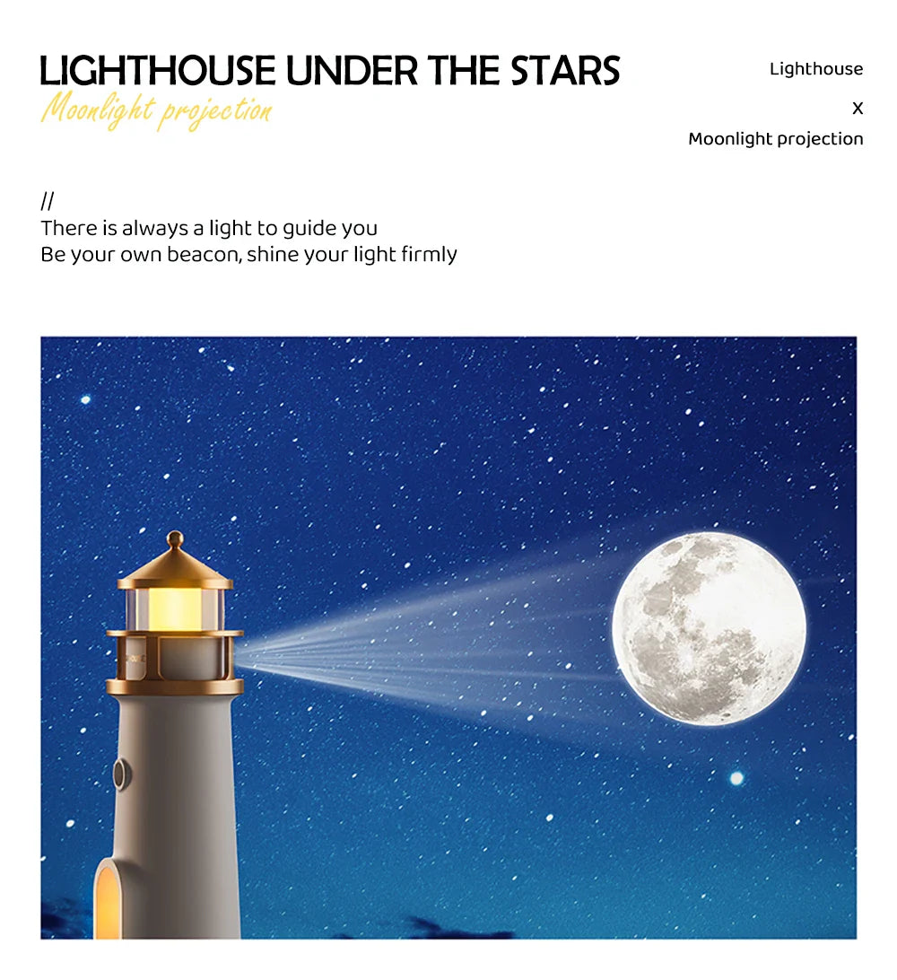 Lighthouse Moon Projection Room Decor - Wholesalus