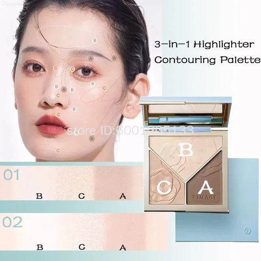 Three-Dimensional 3 in 1 Contouring Palette - Wholesalus