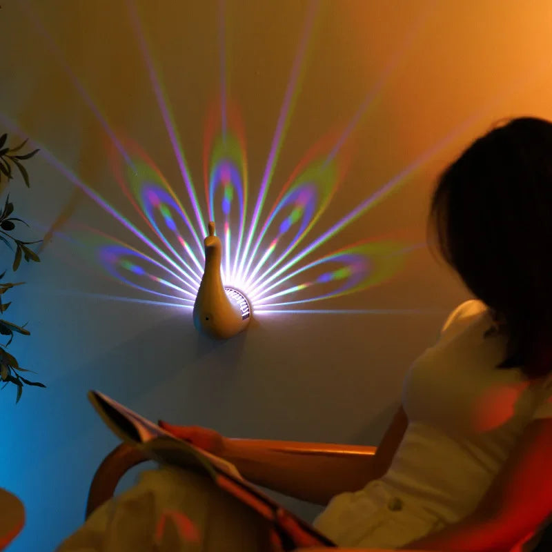 RC Colorful Peacock Wall Lamp - Wholesalus