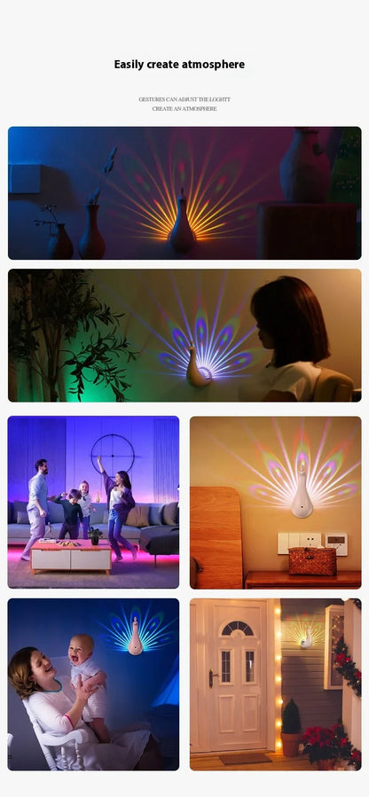 RC Colorful Peacock Wall Lamp - Wholesalus