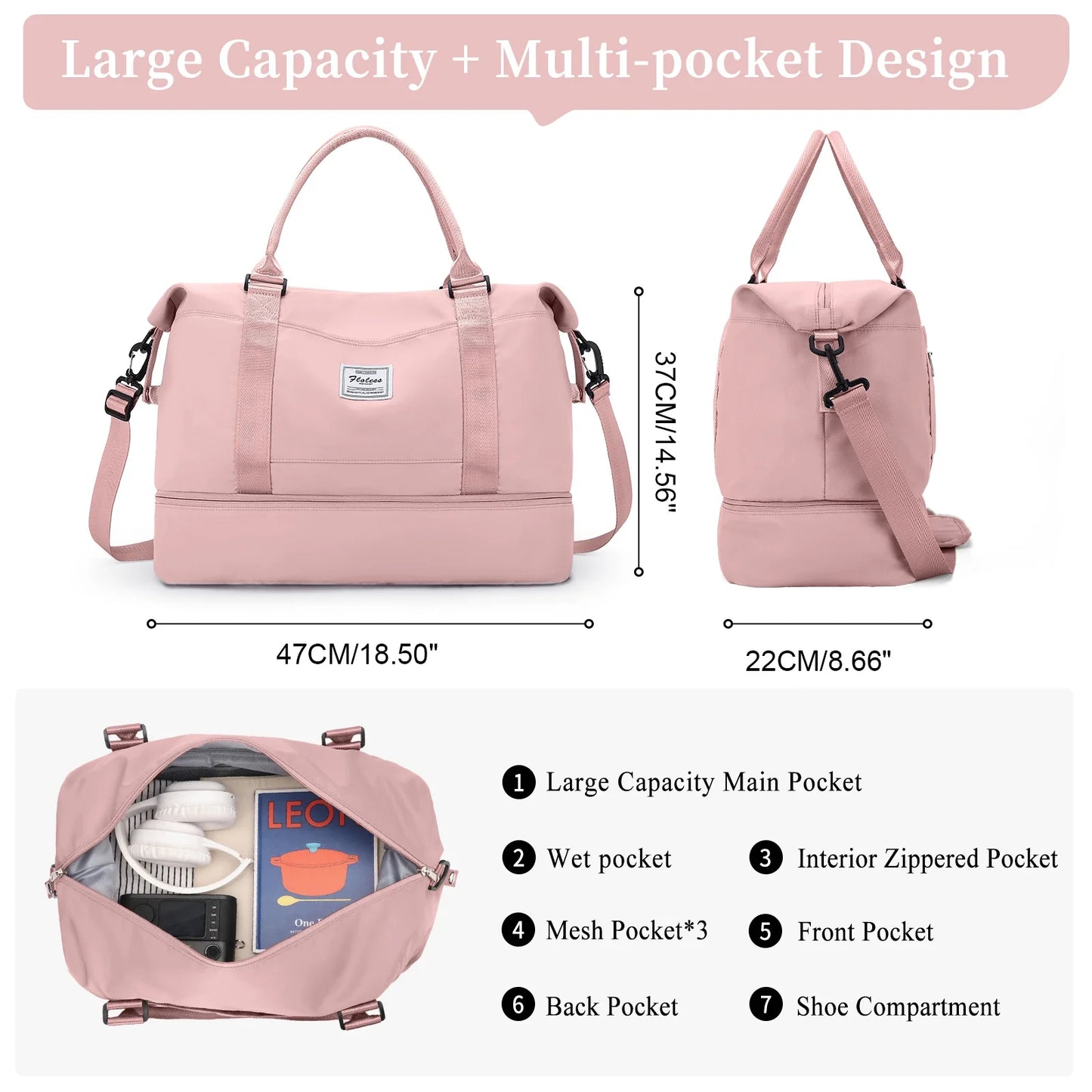 Travel Duffel Bag with Shoes Compartment - Wholesalus