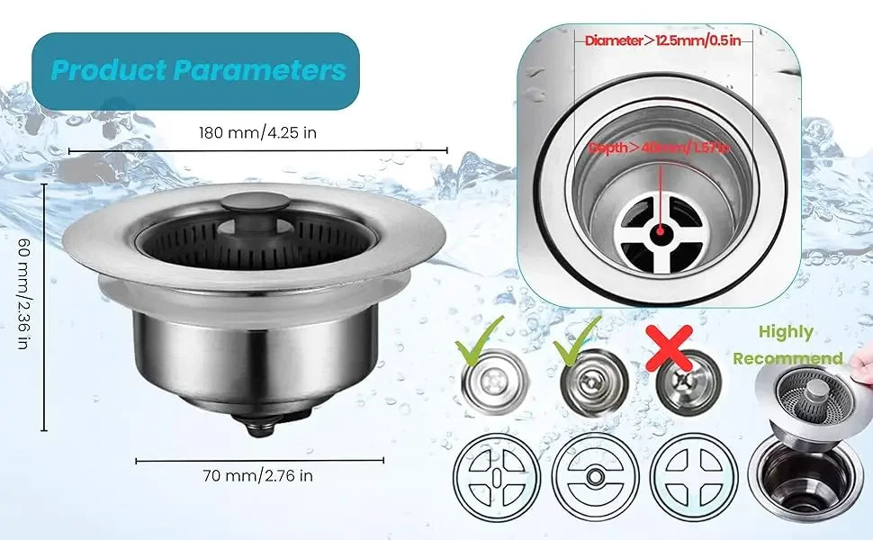 3-in-1 Kitchen Sink Strainer - Wholesalus