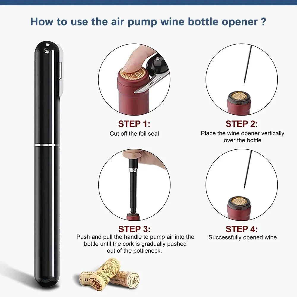 2-in-1 Air Pump Wine Bottle Cork Opener - Wholesalus