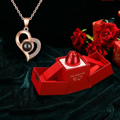 100 Languages I Love You Pendant Necklace With Rose Gifts Box - Wholesalus