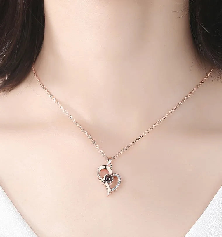 100 Languages I Love You Pendant Necklace With Rose Gifts Box - Wholesalus