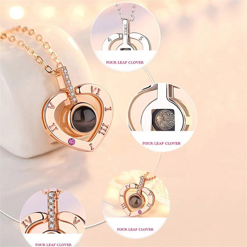 100 Languages I Love You Pendant Necklace With Rose Gifts Box - Wholesalus