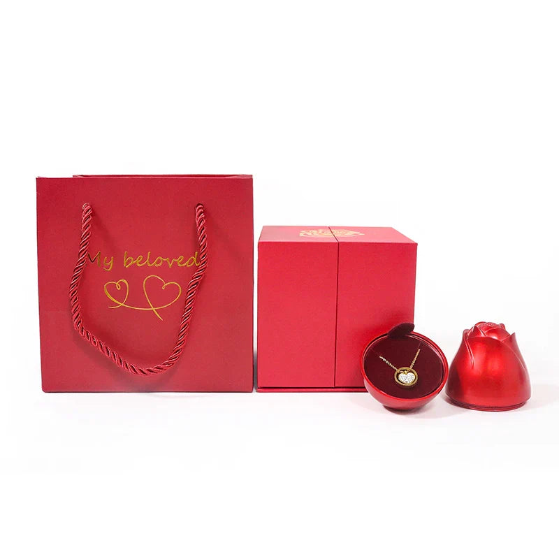 100 Languages I Love You Pendant Necklace With Rose Gifts Box - Wholesalus