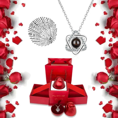 100 Languages I Love You Pendant Necklace With Rose Gifts Box - Wholesalus