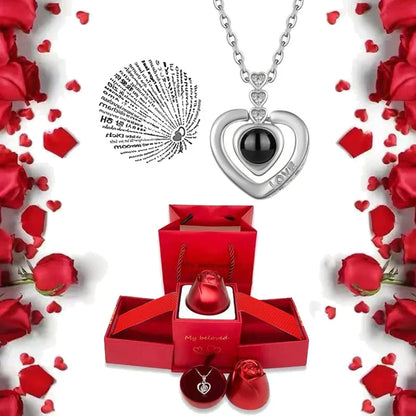 100 Languages I Love You Pendant Necklace With Rose Gifts Box - Wholesalus