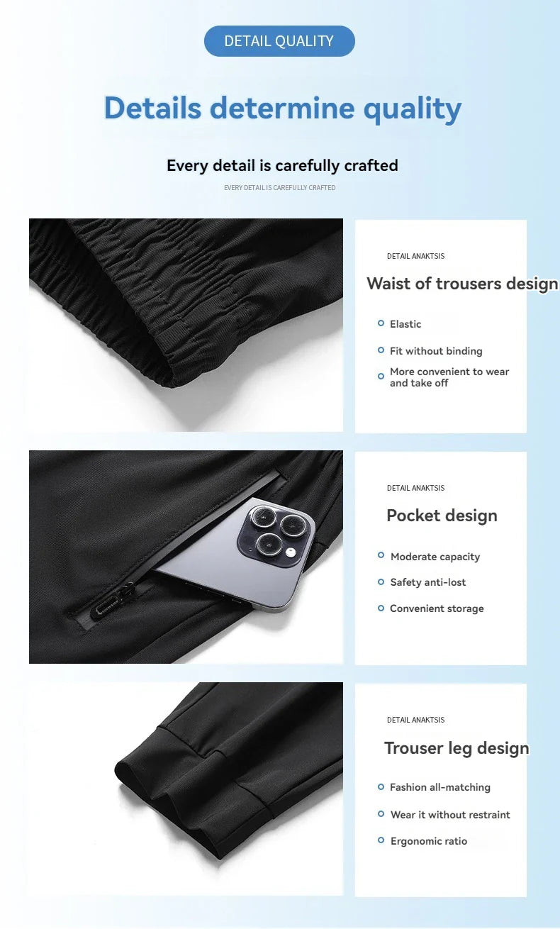 High Elastic Ice Silk Casual Pants - Wholesalus