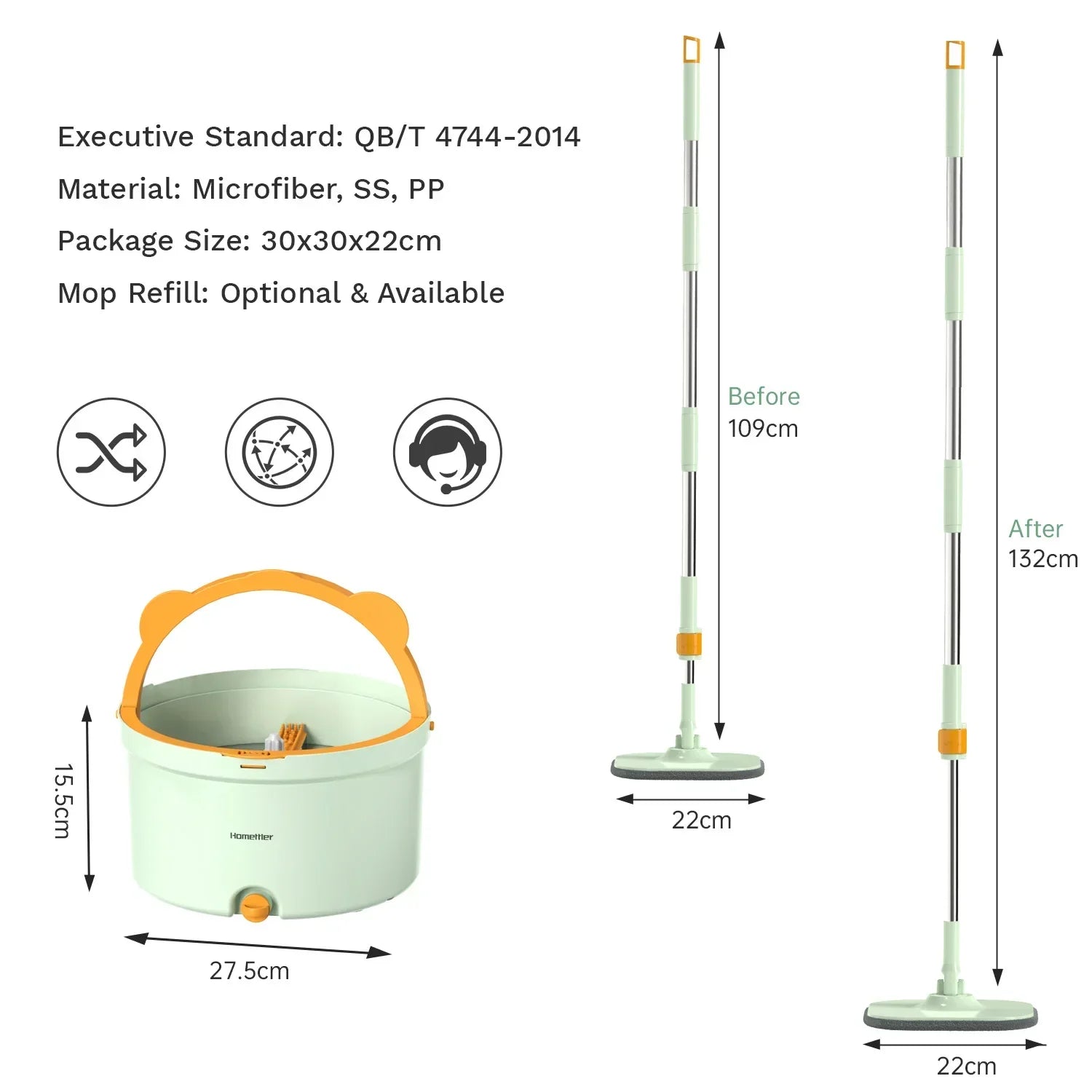 Hands-free Rotating Squeeze Mop With Bucket - Wholesalus