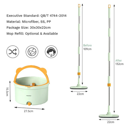 Hands-free Rotating Squeeze Mop With Bucket - Wholesalus