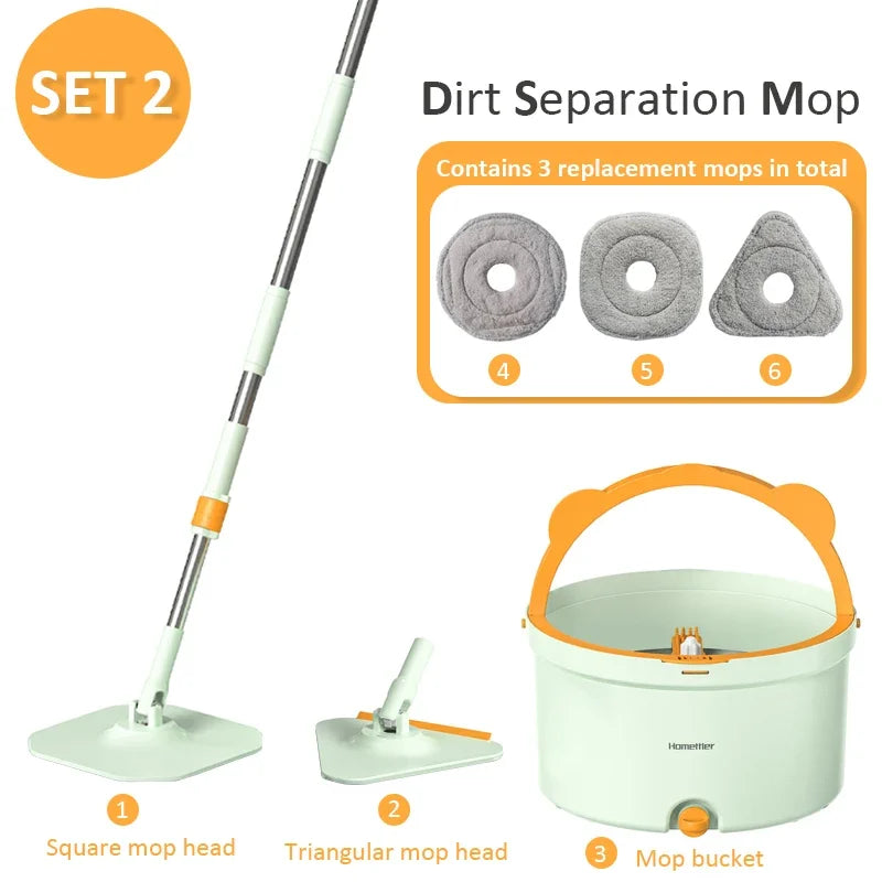 Hands-free Rotating Squeeze Mop With Bucket - Wholesalus