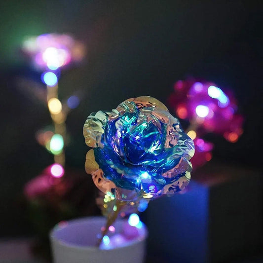 Golden Plated Artificial Luminous Roses - Wholesalus