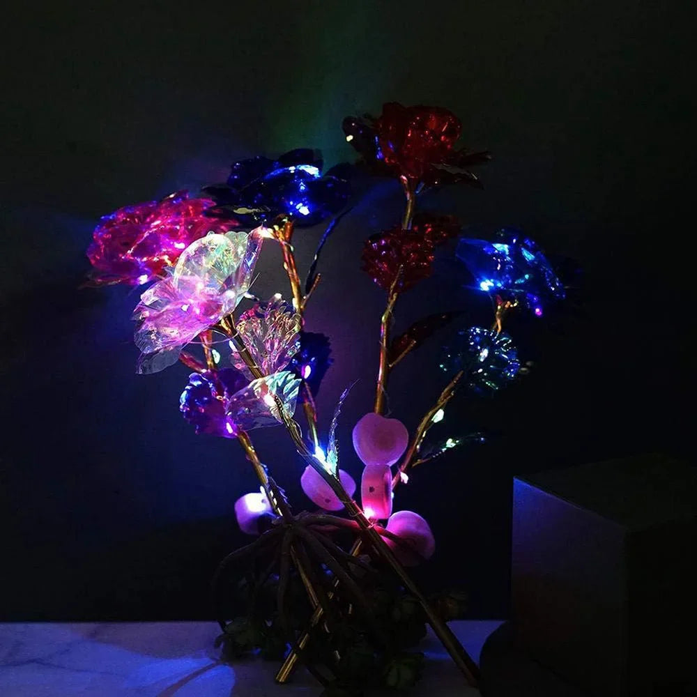 Golden Plated Artificial Luminous Roses - Wholesalus