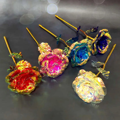 Golden Plated Artificial Luminous Roses - Wholesalus