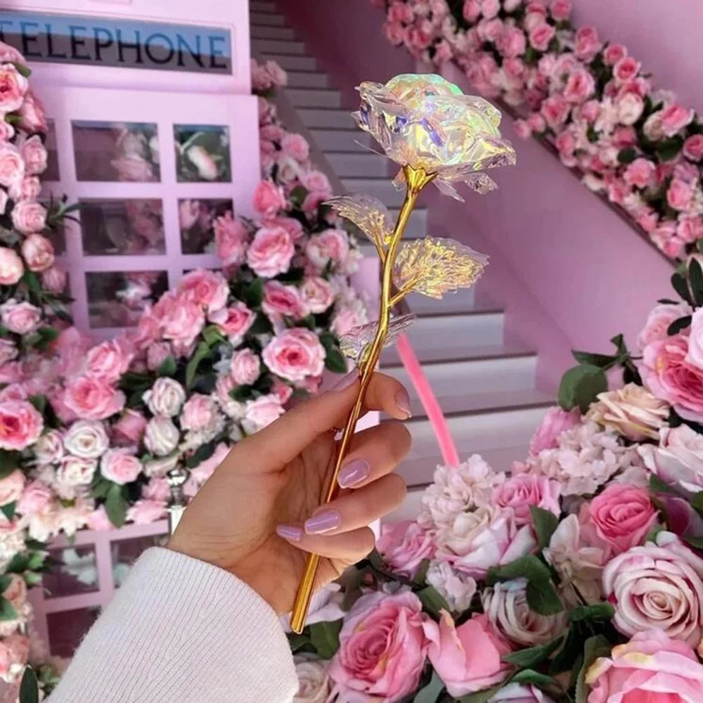 Golden Plated Artificial Luminous Roses - Wholesalus