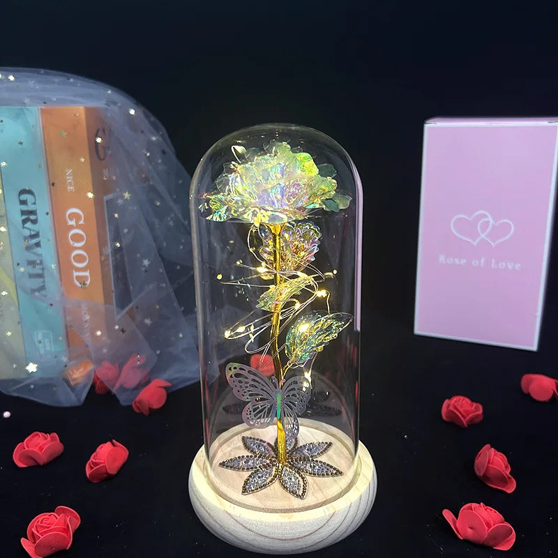 Golden Plated Artificial Luminous Roses - Wholesalus