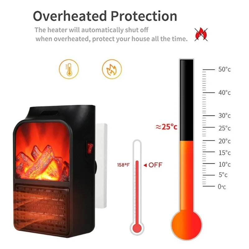 Mini Electric 3D Flame Fireplace Heater - Wholesalus