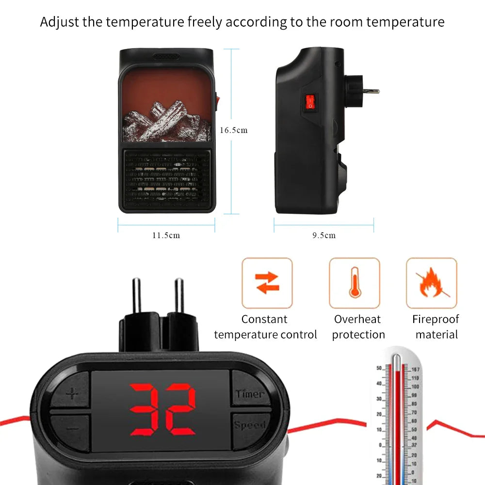 Mini Electric 3D Flame Fireplace Heater - Wholesalus