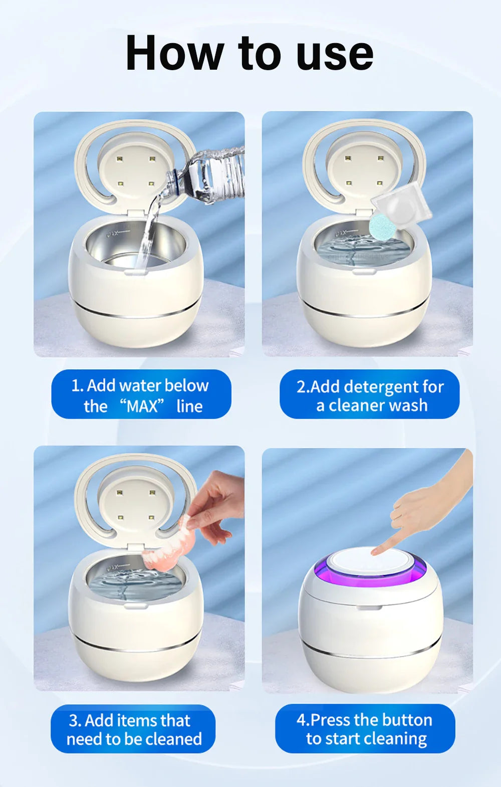 Mini Portable UV Ultrasonic Cleaner - Wholesalus