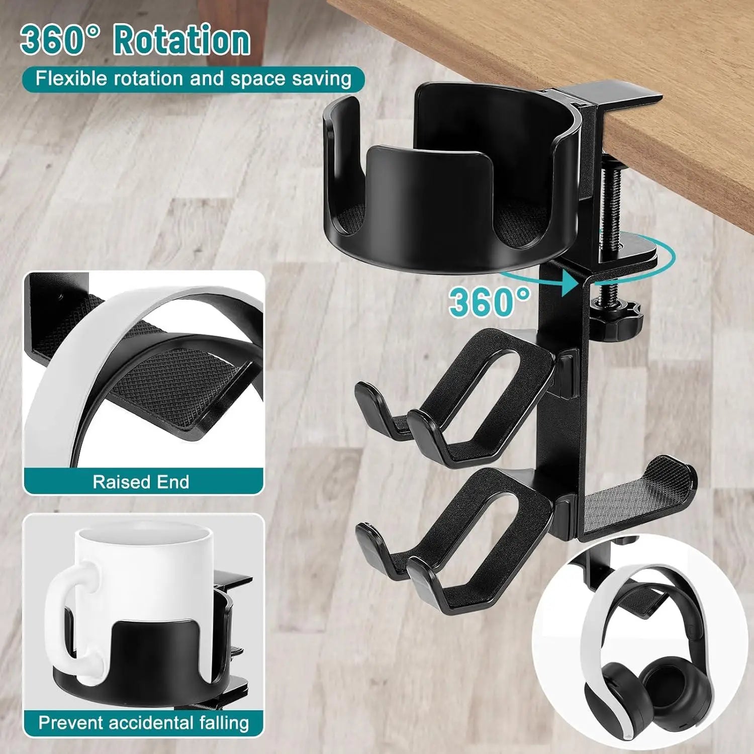 4 in 1 Desk Cup Holder with Headphone Stand - Wholesalus