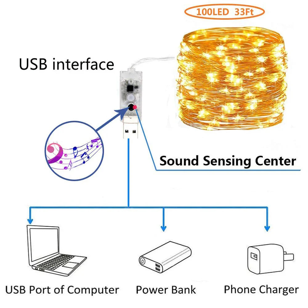 Sound Control Decorative String Light - Wholesalus