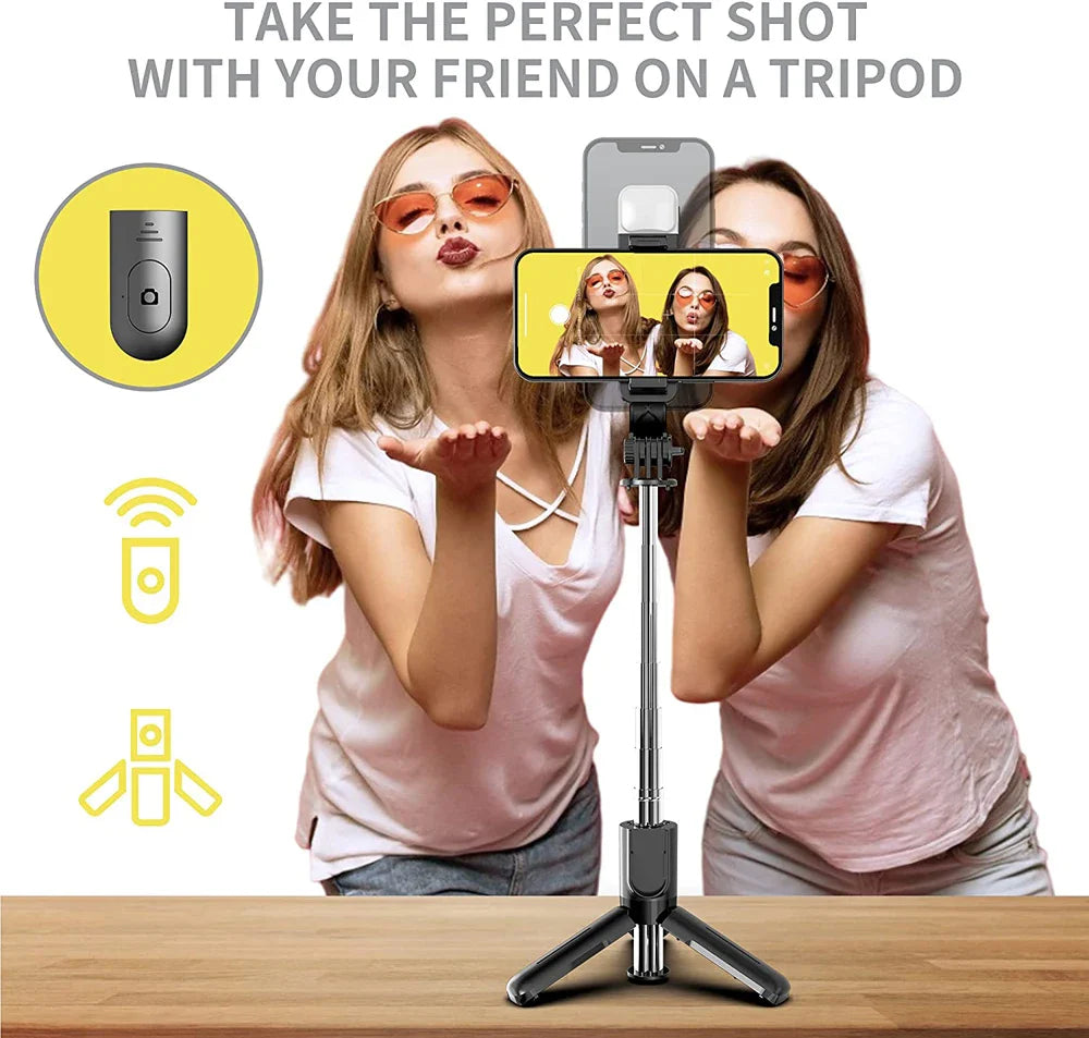 Bluetooth Selfie Stick Tripod with Fill Light - Wholesalus