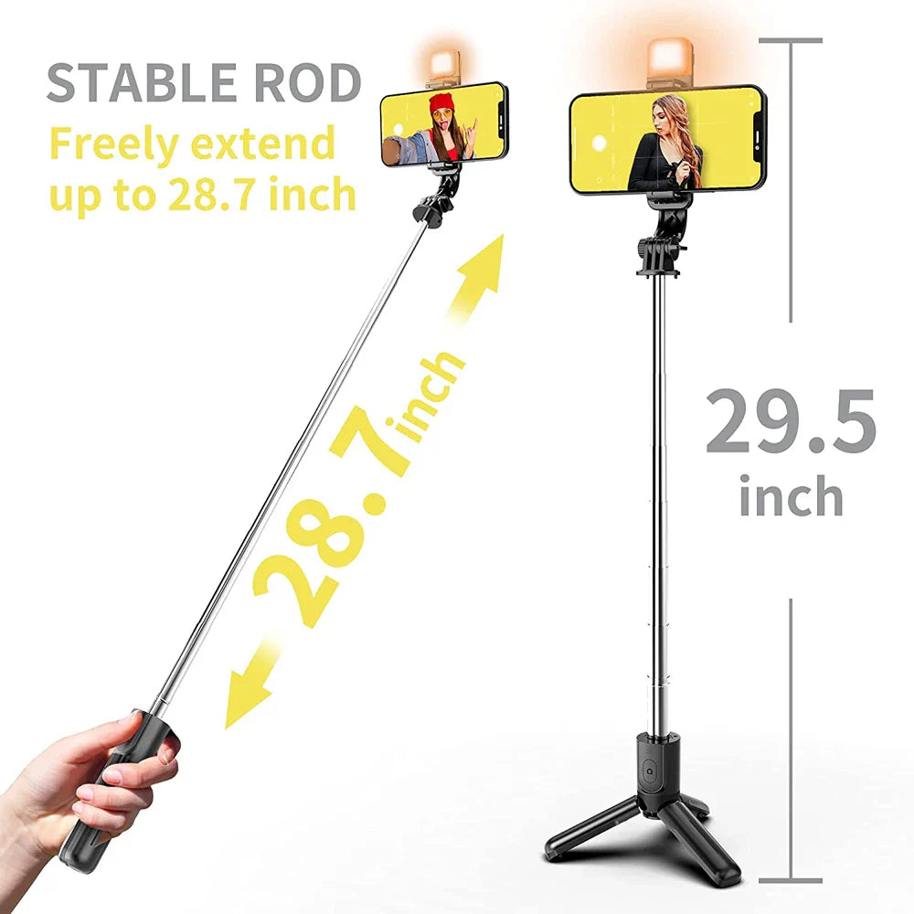 Bluetooth Selfie Stick Tripod with Fill Light - Wholesalus