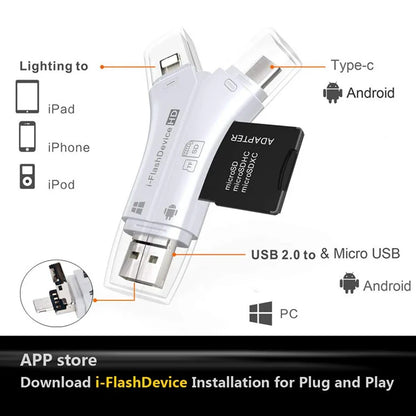 4 In 1 Flash Drive Card Reader - Wholesalus